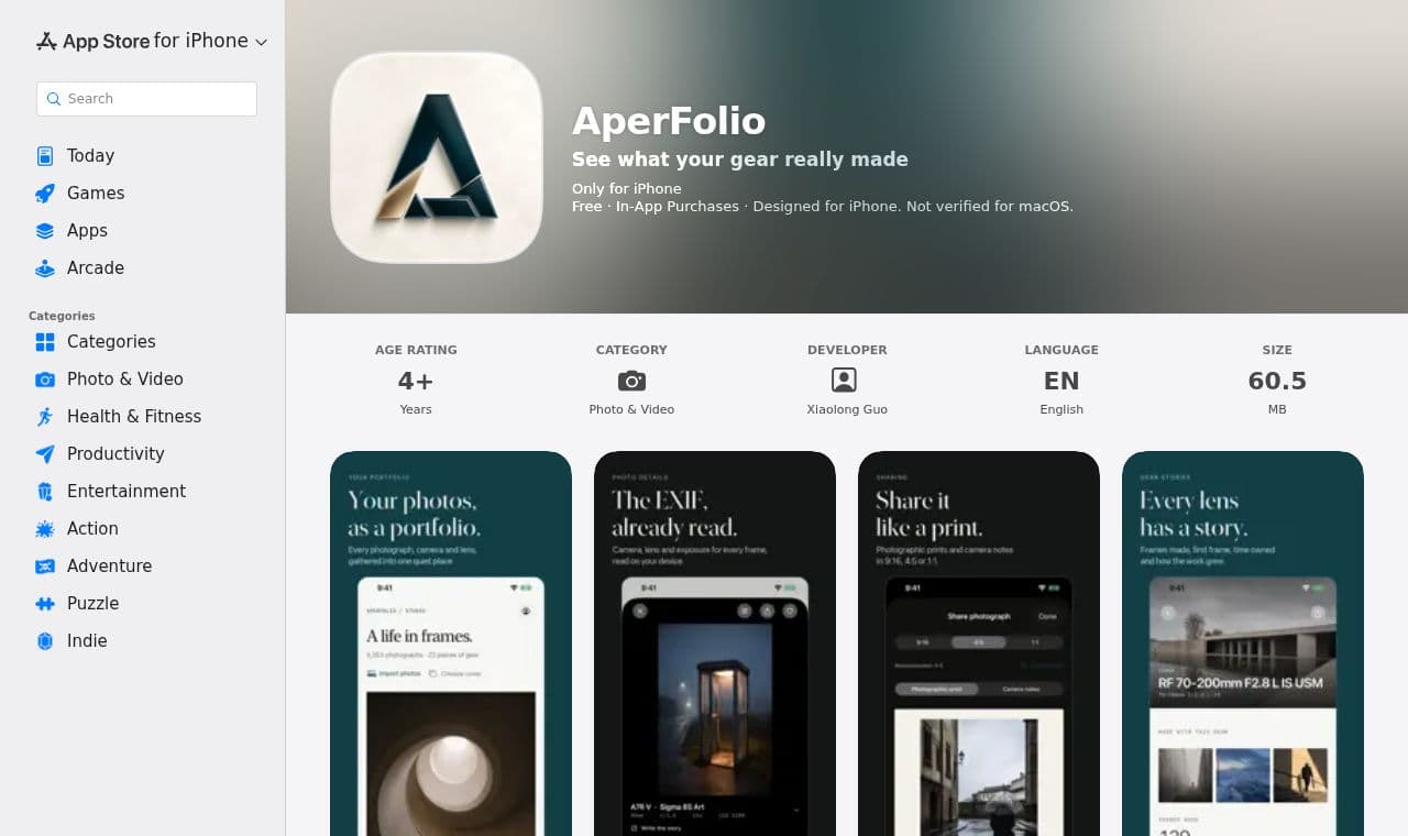 AperFolio screenshot