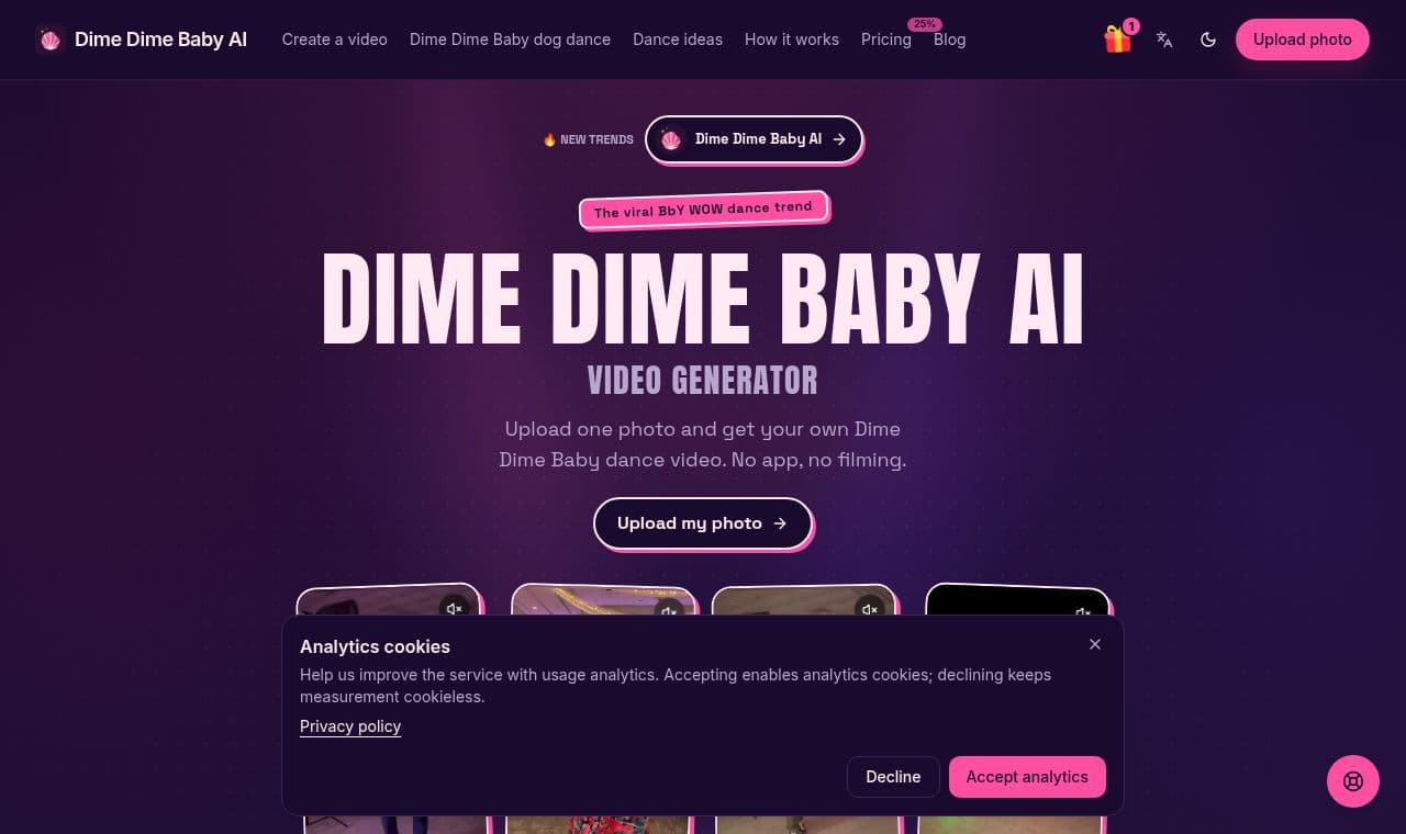Dime Dime Baby AI Video Generator screenshot