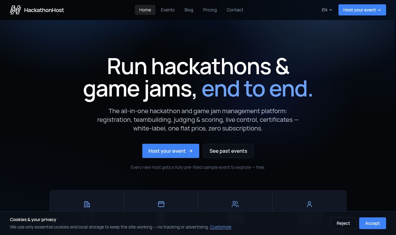 HackathonHost 서비스 화면
