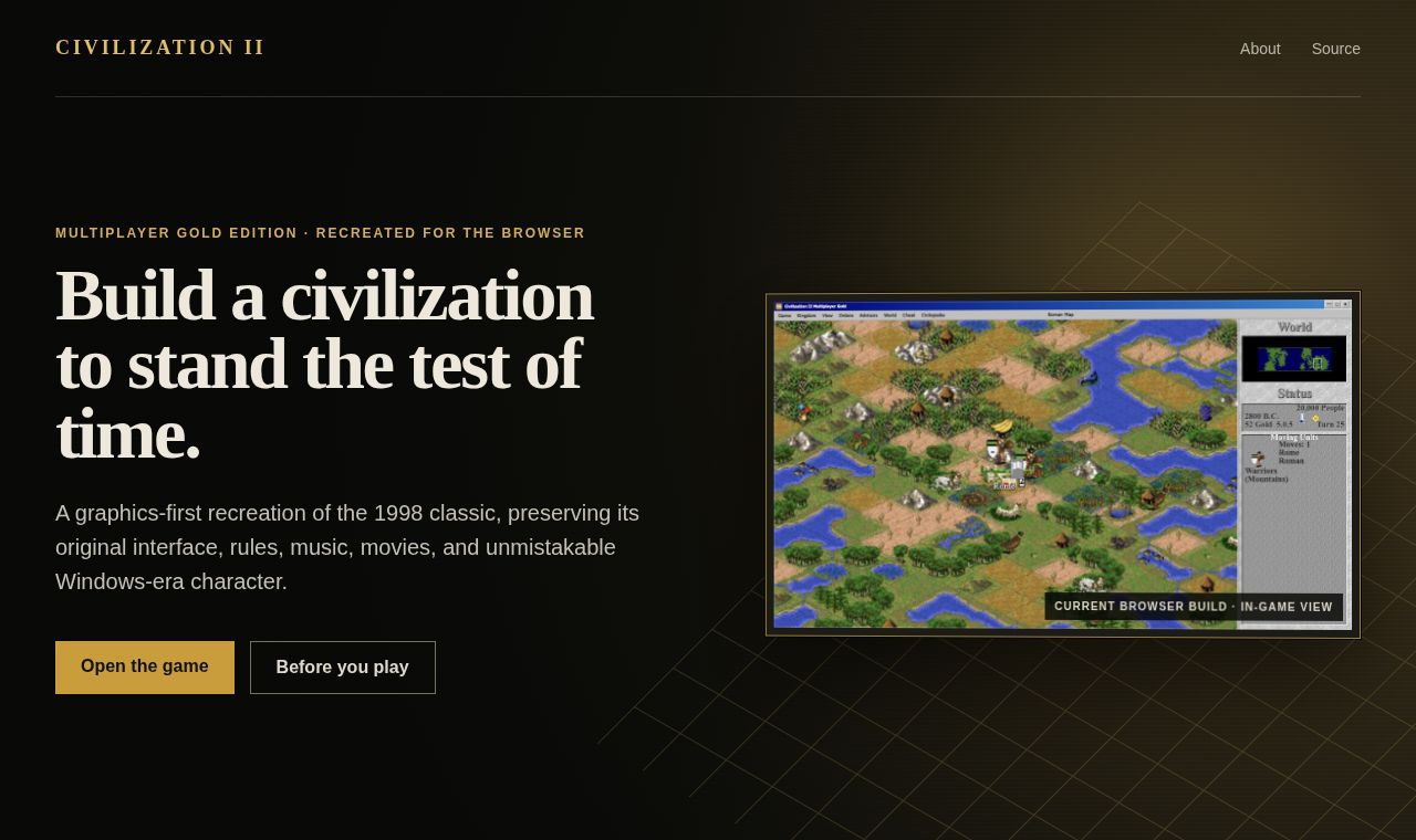 HTML5 port of Civilization 2 서비스 화면