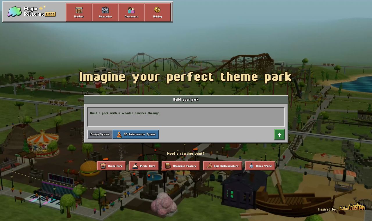 Build your own theme park 서비스 화면